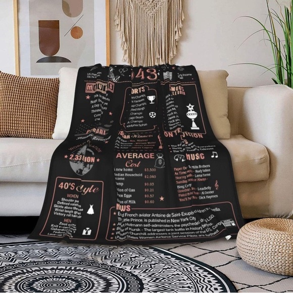 New soft cozy comfortable light throw blanket “Back in 1943”, OS - Picture 1 of 8